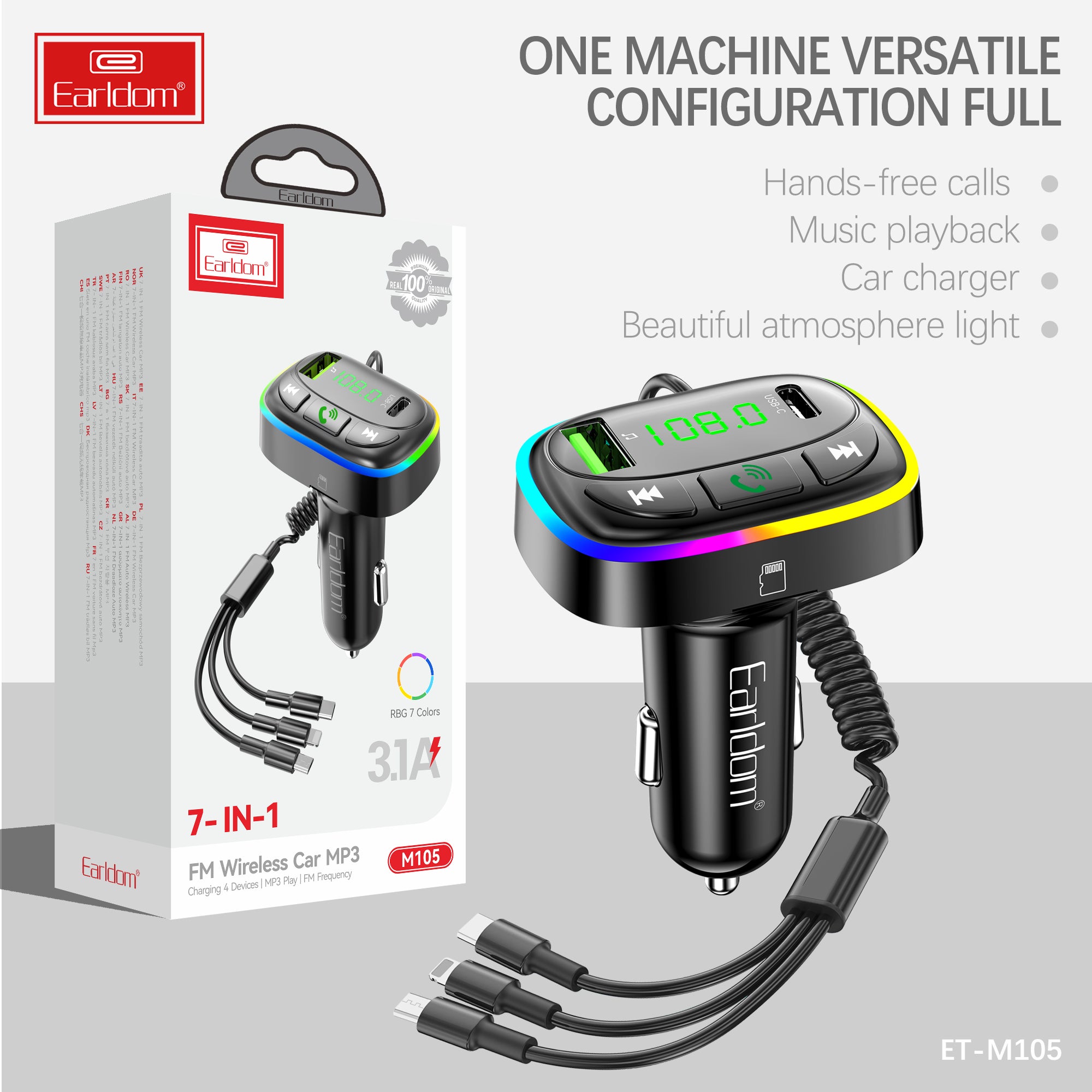 ET-M105 Fm Transmiter with charger cable ET-M105 Fm Transmiter with charger cable